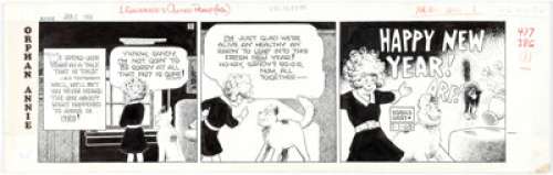 Harold Gray Little Orphan Annie Daily Comic Strip Original Art dated 1-1-68 (News Syndicate, 1968). Annie and - | Heritage