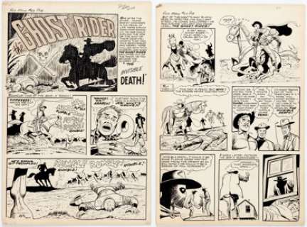 Dick Ayers and Ernie Bache Red Mask #43 Complete 6-Page Story Ghost Rider Original Art (Magazine Enterprises, 1954... (Total: 6 Original Art) | Heritage