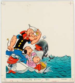 George Peed Popeye: A Whale of a Tale [Book & Record Set] Cover and Complete 24-Page Story Original Art Group of 1... (Total: 14 Original Art) | Heritage
