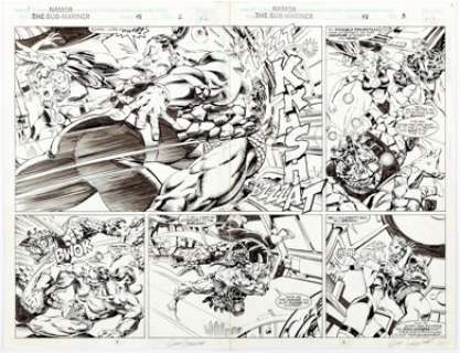 Geof Isherwood Namor, the Sub-Mariner #48 Double-Spread Pages 2-3 Original Art (Marvel, 1994).... | Heritage