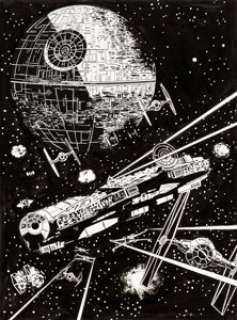 Rick Hoberg "Battle with Millennium Falcon" Star Wars Licensing/Style Guide Illustration Original Art (Lucas Films... | Heritage