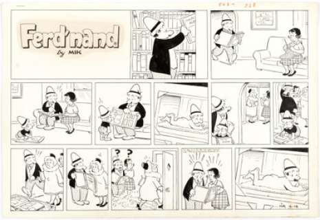Henning "Mik" Mikkelsen Ferd‘nand Sunday Comic Strip Original Art dated 4-14-63 (United Features Syndicate, 1963)....