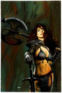 Ron Lesser Savage Beauty Red Sonja Painting Original Art (undated).... | Heritage