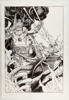 Gil Kane The Ring of the Nibelung #3 Splash Page Siegfried and Wotan (Odin) Original Art (DC, 1990). By Wotan’s - | Heritage