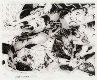 Eddy Barrows and Eber Ferreira Teen Titans #18 Double Splash Story Pages 14 and 15 Original Art (DC, 2013). -