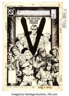 Eduardo Barreto V #1 Cover Original Art (DC, 1985). This cover announced the arrival of the Visitors to the comic - | Heritage