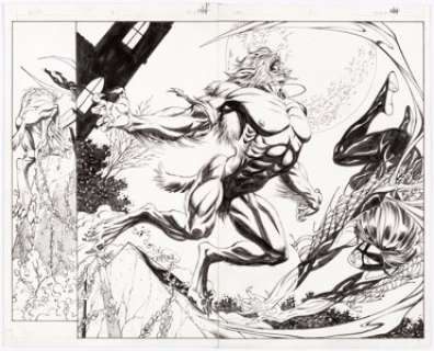 Bart Sears and Randy Elliott Spider-Woman #12 Story Pages 7 and 8 Double-Page Spread Original Art (Marvel, 2000).... | Heritage