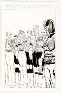 Tom Artis and Sam de la Rosa Judge Dredd #47 Cover Original Art (Fleetway/Quality, 1990). Judges are lined up in -
