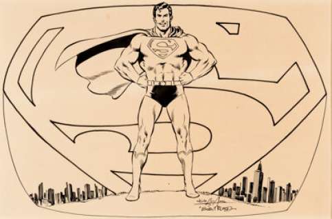 Neal Adams and Bob McLeod - Superman Specialty Illustration Original Art (c. 1970s). An impressive image of the - | Heritage
