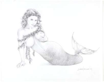 Dave Nestler - Mermaid Illustration Original Art (2004). A beautiful mermaid uses her seductive wiles to lure in -
