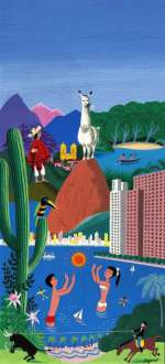 Raymond Peynet pour Air France. Illustration originale polychrome représentant l’Amériqe... | 68 Art Auction