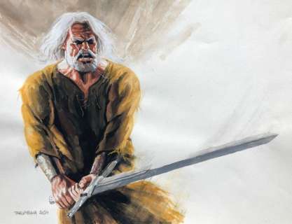 Lot 481 - Stacy Tarumbana/Le Banni. Dessin original illustrant Hector â€œLa Murailleâ€ Wiestal...