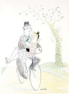 Sempé | LE VéLO. Encre de Chine et crayons de couleurs pour cette très belle | Coutau Bégarie