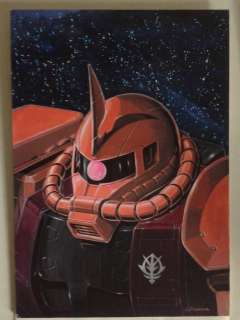Gundam | Original Oil Painting By Kunio Okawara + Model Kit Zaku Warrior  - (1979) | Catawiki