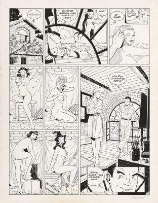 Berthet | Pin-Up, planche n°25 à l’encre de Chine et au… | AZ auction