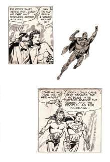 Wayne Boring | 2 Superman Golden Age Panels of Boring From Superman Sunday Strip, And 1 Panel of Golden Age Winn Mortimer! | Romitaman
