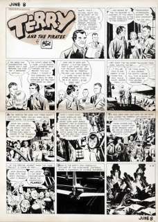 Caniff | Terry and the pirates, planche en 4 strips (Sunday… | Banque Dessinée