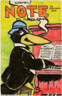 Robert Crumb - Original Illustration (1959). "R. Crumb’s NOTE To Mary Pahls". 5" x 8", matted - | Heritage