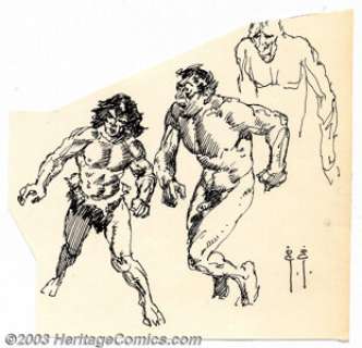 Frank Frazetta - Original Sketches (undated). Three powerful male figures by master anatomist, Frank Frazetta, - | Heritage