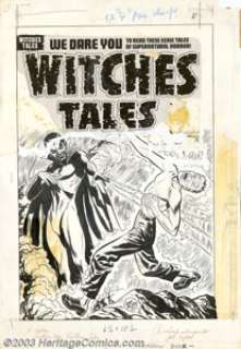 Lee Elias - Original Cover Art for Witches Tales #10 (Harvey, 1953). The Prince of Darkness himself makes an - | Heritage