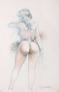 Druuna in piedi Mine de plomb et crayons de couleur sur papier. Signé, 29x17 cm.... | Tessier Sarrou