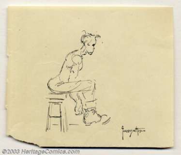 Frank Frazetta - Original Art Sketch "Boots" (undated). Loose sketch of a young man pulling on his - | Heritage