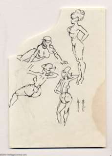 Frank Frazetta - Four Female Figures Sketch Original Art (undated). Frank Frazetta’s gestural figure studies are - | Heritage