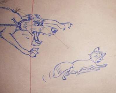 Disney Studios - Large Original Layout Drawing - 4x Chief and 1x Tod - The Fox and the Hound (1981) | Catawiki