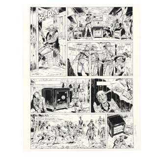 JACQUES LAMONTAGNE (NÉ EN 1961) - Lot #112 - Wild West. Tome 4, La boue et le sang. Planche n°3. Encre de Chine, signé 51,2 x 40,6 cm.