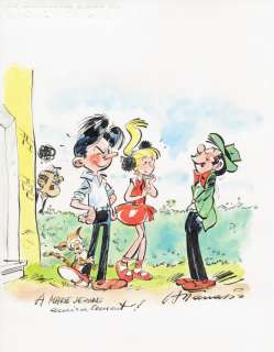 Attanasio, Dino - Dessin original Ã  l’encre de Chine et Ã  l’aquarelle - Modeste et Pompon | Catawiki