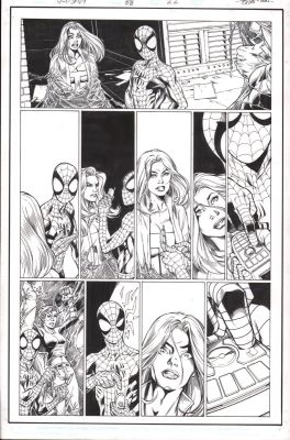 Mark Bagley - Ultimate Spider-Man #88 P.22 - Spidey & Silver Sable - Signed - 2006