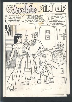 Dan Decarlo | Decarlo Pin-Up - Veronica Flashes Her Rings At Archie And Her Dad Issue Pep # 236 Page 9 | Koch Comic Art