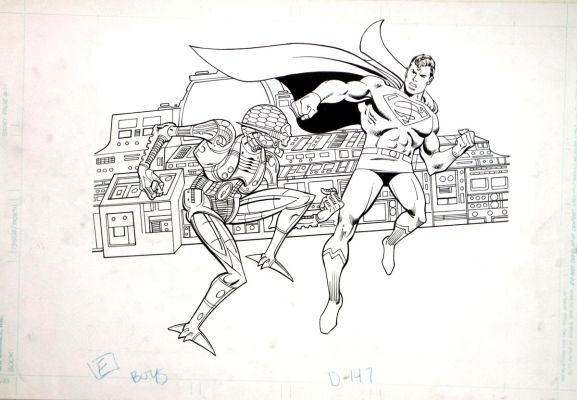 Jose Delbo | Dc Super Powers Fun Book Pinup (Superman Battles Brainiacs Robot!) 1980S | Romitaman