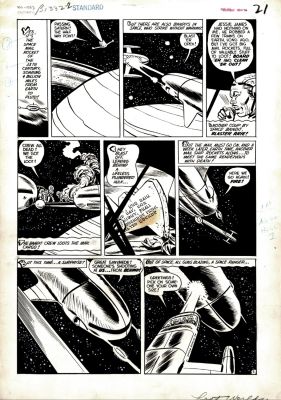 Alex Toth | Lost Worlds #6 P 2 (Battling Space Ships By Saturn!) Large Art - 1952 | Romitaman