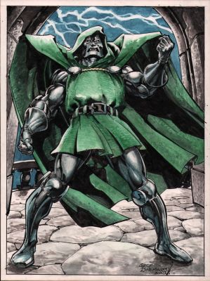 Geof Isherwood | Dr. Doom Full Figure & Background Painted Commission - Signed - 2003 | Anthony’s Comic Book Art