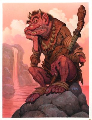 Den Beauvais | Grotto Troll - Guardians Published Collectible Fantasy Card Painting (1990S) | Romitaman
