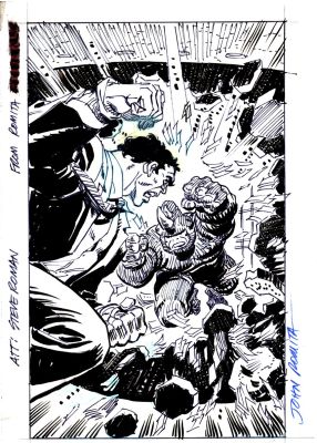 John Romita Sr. | Incredible Hulk Pen & Ink Cover Prelim (Joe Fixit Battles the Rhino!) 199O’S | Romitaman