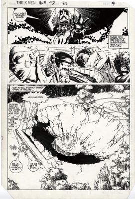 Mike Golden | Golden, Mike - X-Men Annual #7 Splashy Pg 7, X-Men & Rogue Vs Galactus 1983 | Cool Lines Art
