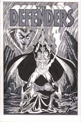 Don Perlin | Defenders #118 Cover B&W Tonal Re-Creation - Signed - 2014 | Anthony’s Comic Book Art
