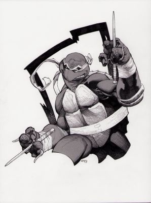 Chris Stevens | Tmnt Raphael Detailed Ink Art Commission - Signed | Anthony’s Comic Book Art