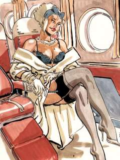 Meynet, Felix - Original watercolour - Tatiana K. in business-class - (2017) | Catawiki