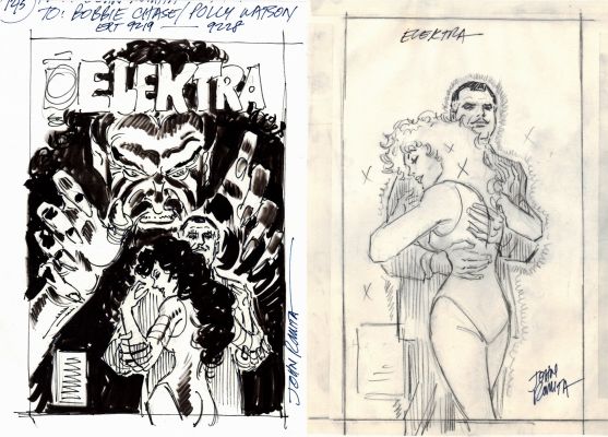 John Romita Sr. | Elektra - 2 Cover Prelims (1 Full Pencils, Other Fully Inked!) 1990S | Romitaman