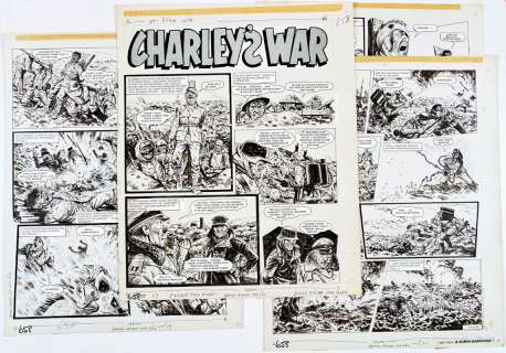 Charleys War: 4 original artworks by Joe Colquhoun from Battle-Action 269 (1979) pgs 17-20 complete | Comic Book Auctions ltd