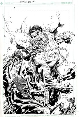 Jim Lee, Scott Williams - Superman #214 Battle Cover (Superman Vs General Zod! Classic Battle Cover!) 2004