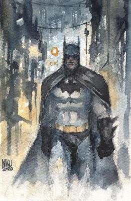 Henrichon Niko | BATMAN Aquarelle | Galerie Napoléon