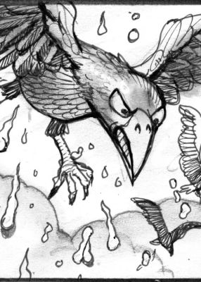 Simon Bisley – Salty Dogs Card art – Ink – Diving thunturds | Berserker Art