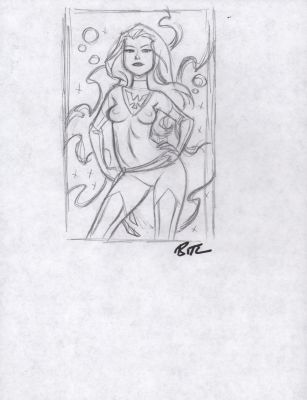 Bruce Timm | Jean Grey Phoenix Pencil Sketch - Signed | Anthony’s Comic Book Art