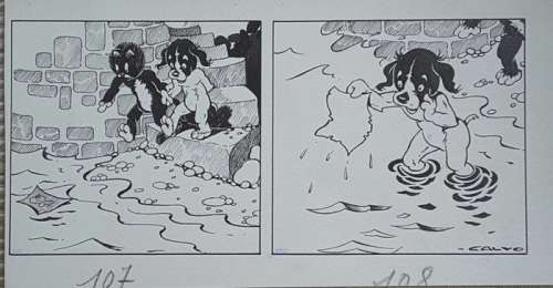 Calvo - 2 Cases originales - Coquin le petit cocker  (1957) | Catawiki