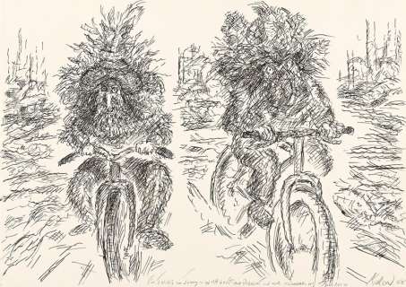 ED KOREN (1935-2023) Creatures on bicycles. | Swann Galleries