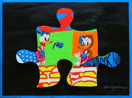 Gabriel Brisan  1 - Original Mixed Media artwork - Jigsaw Puzzle Duck - EO - (2018) | Catawiki